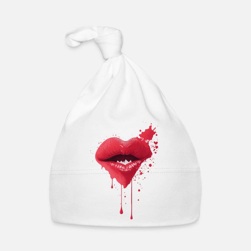 Lovely Lips Melting Red Lips Art Organic Baby Cap