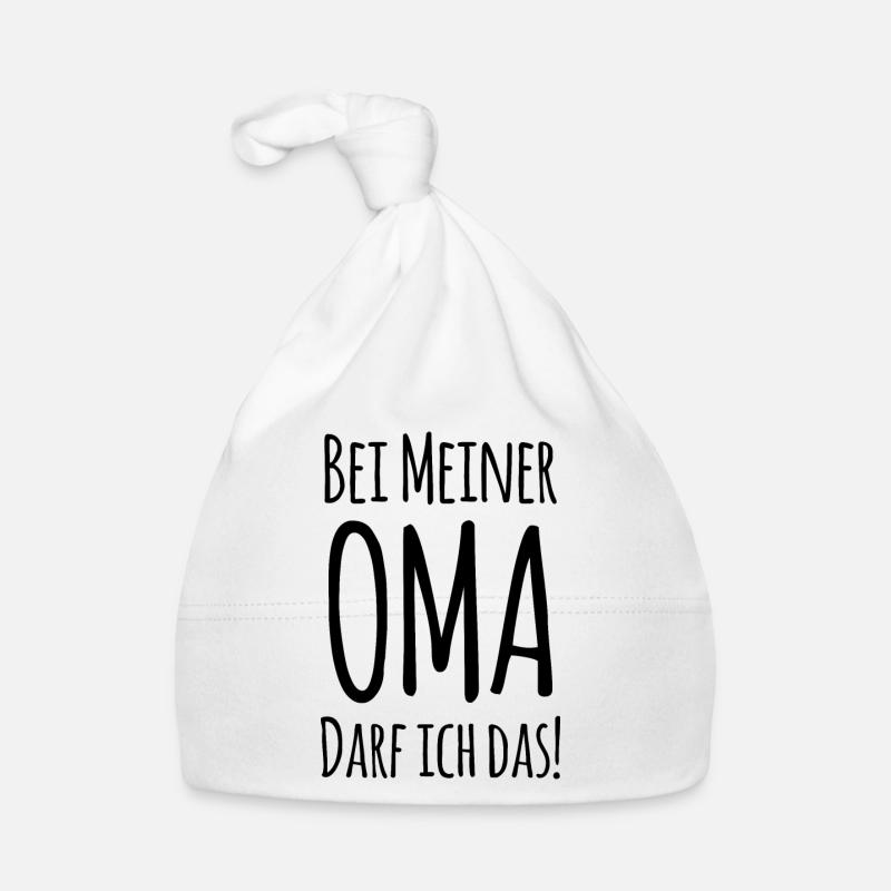 Bei Oma darf ich das! - Baby Bio-Mütze - Weiß