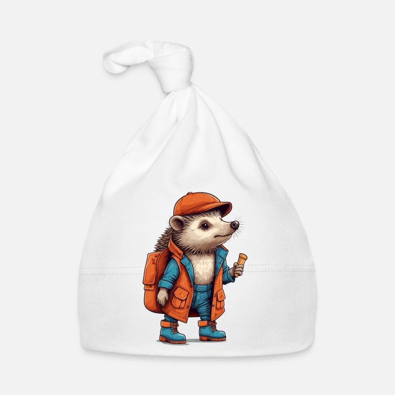 Cute hedgehog on hiking tour Organic Baby Cap