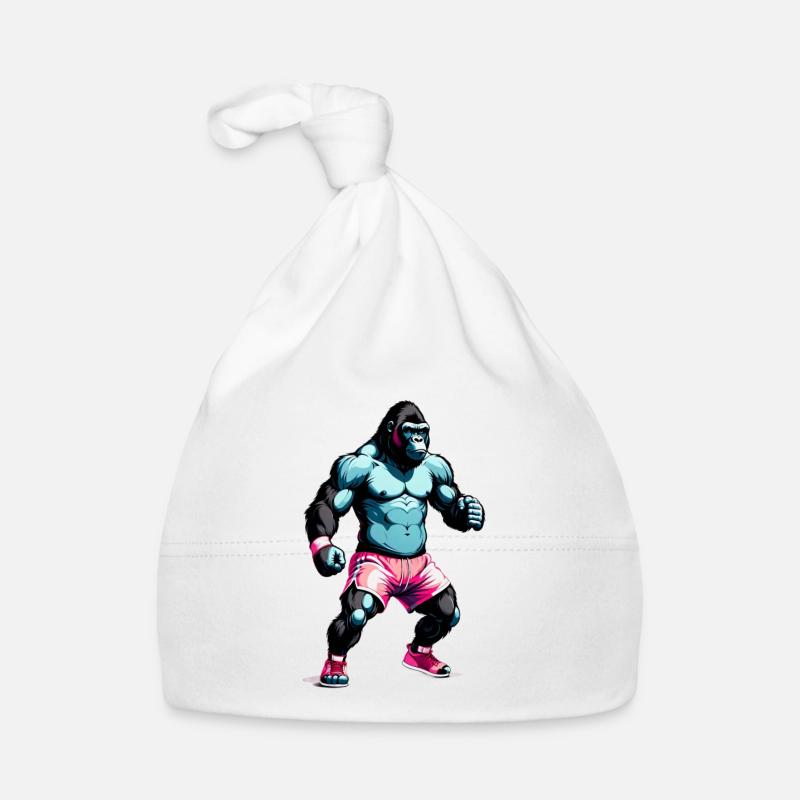 Boxe Boxeur Gorille - Bonnet bio Bébé - blanc