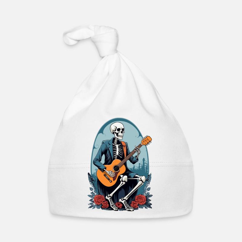 Skeleton Playing Guitar Organic Baby Cap