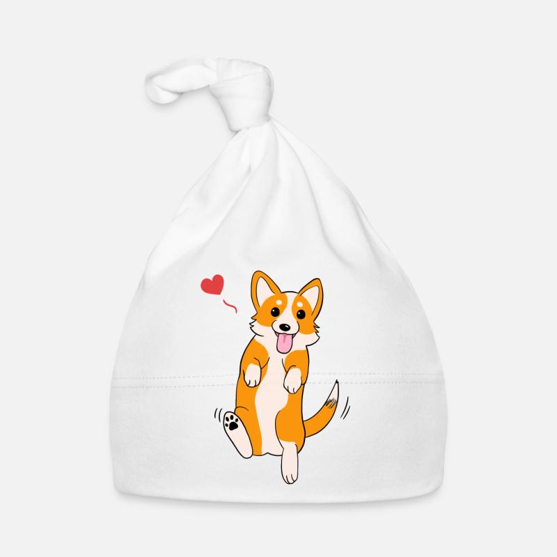 Amour Corgi - Bonnet bio Bébé - blanc