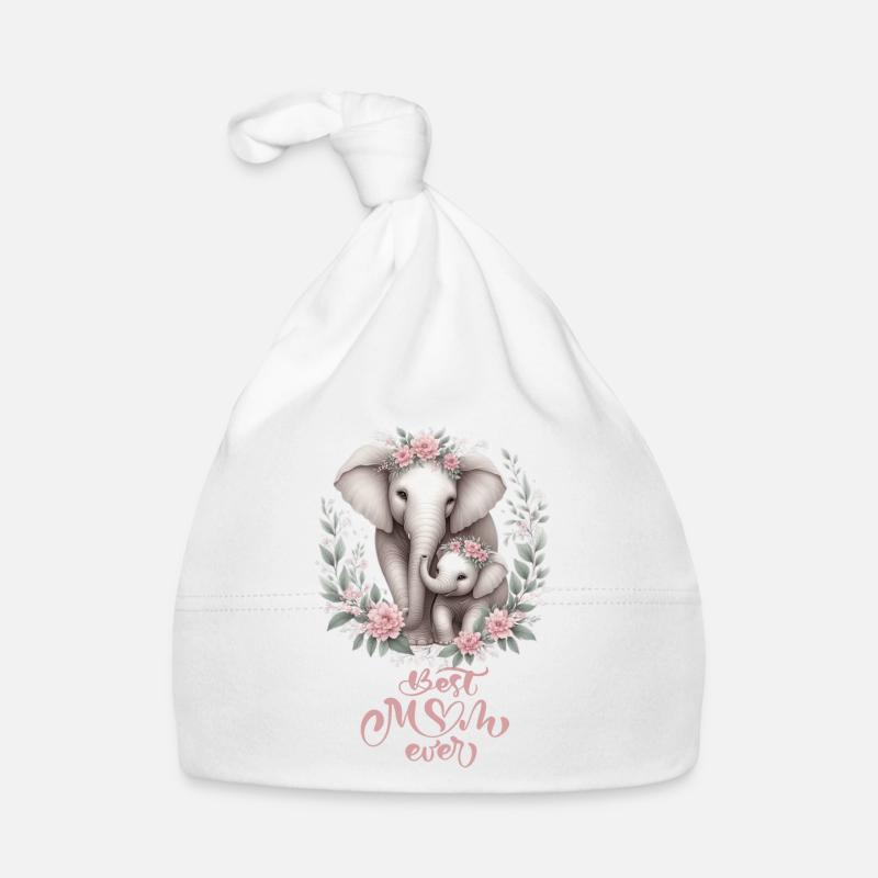 Meilleure maman de tous les temps éléphant Couronne florale maternité Bonnet bio Bébé