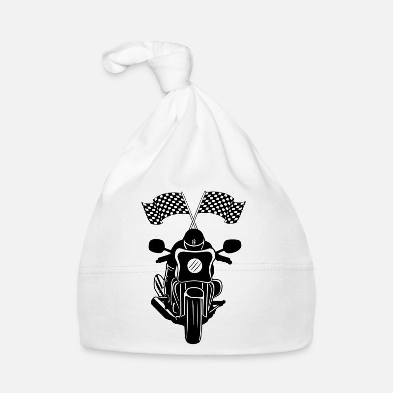 Motorcycle Race Two Flags Organic Baby Cap