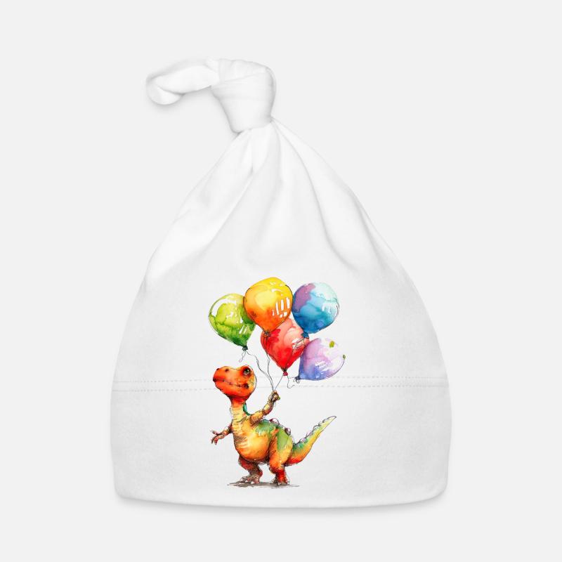 Saurier mit bunten Luftballons Baby Bio-Mütze