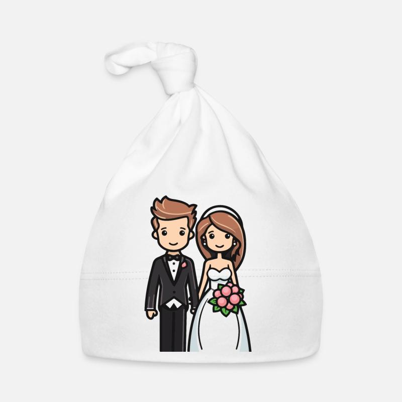 Braut Bräutigam Brautpaar Hochzeit Baby Bio-Mütze
