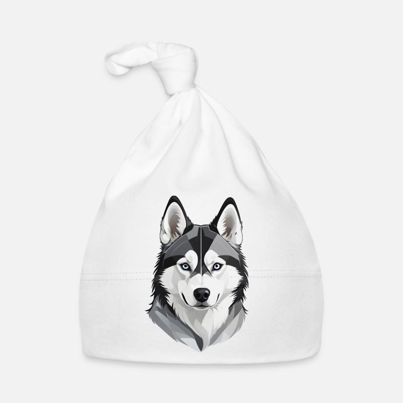 Tête de husky mignonne Bonnet bio Bébé
