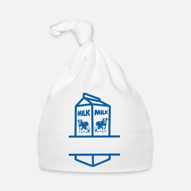 Blauer Milchkarton mit Kuh-eigenem Text Baby Bio-Mütze