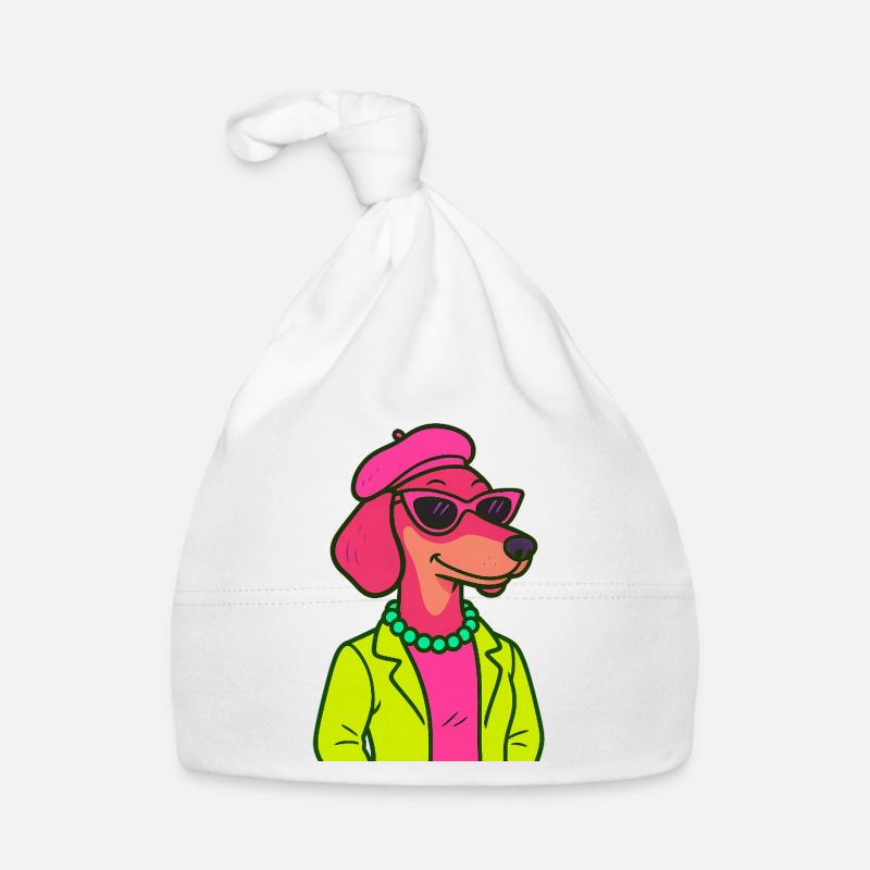 Neon Dackel Dame Baby Bio-Mütze