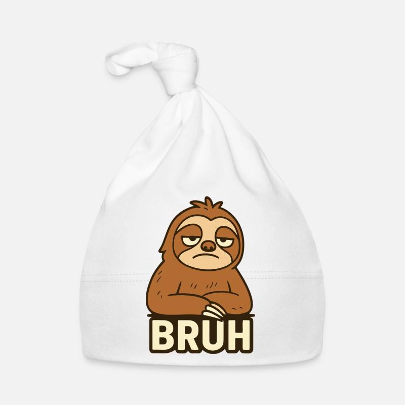 Casual Sloth Expression T-Shirt Design Organic Baby Cap