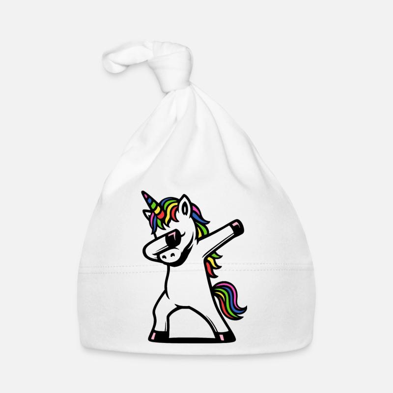 Einhorn dabbing - Regenbogen Farben - Geschenk Baby Bio-Mütze
