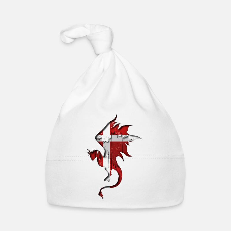 Drapeau du Danemark - Danemark - Silhouette de dragon Bonnet bio Bébé