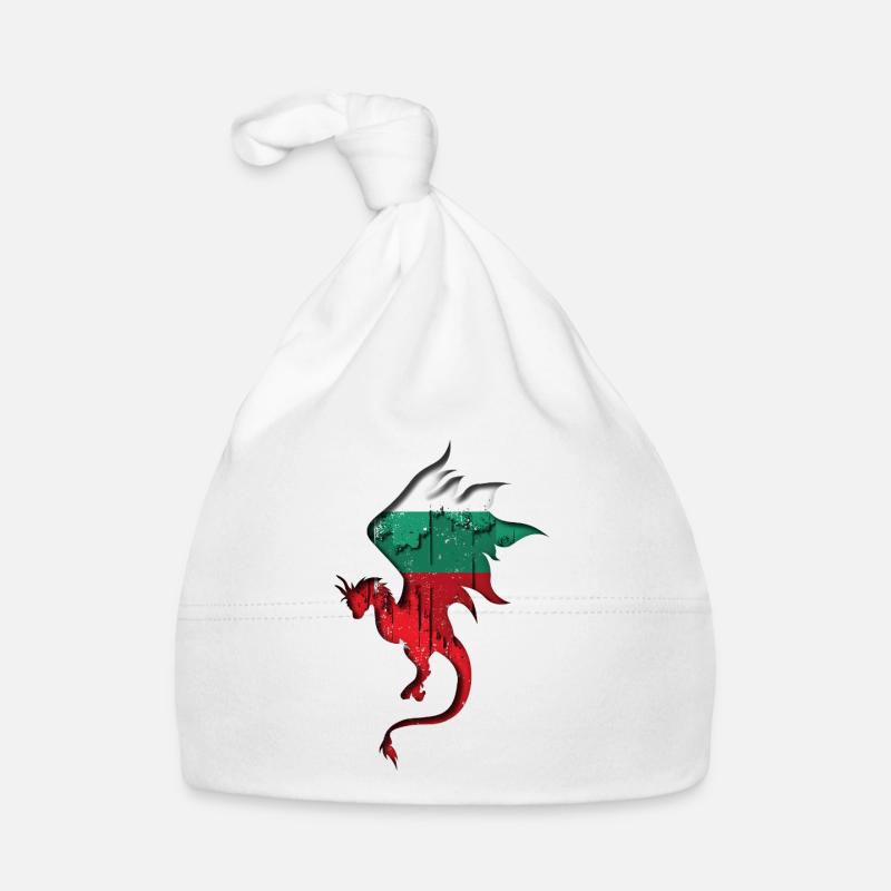 Drapeau de la Bulgarie - Bulgarie - Silhouette de dragon Bonnet bio Bébé