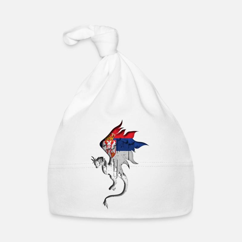 Drapeau de la Serbie - Serbe - Silhouette de dragon Bonnet bio Bébé