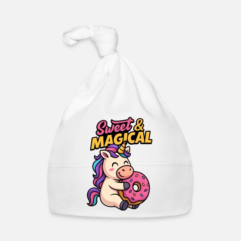 Süßes Einhorn mit Donut Baby Bio-Mütze