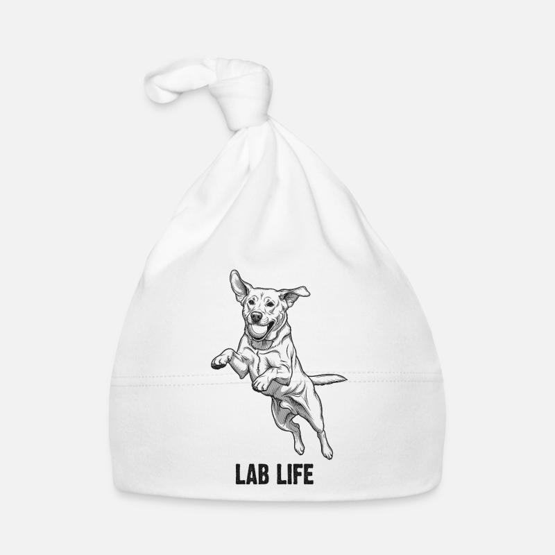 Labrador Lab Life - springender Hund mit Ball  Baby Bio-Mütze