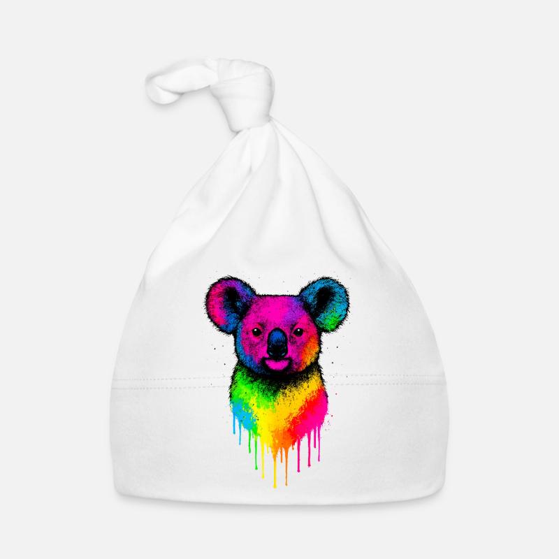 Regenbogen Koala Neon Splatter Baby Bio-Mütze