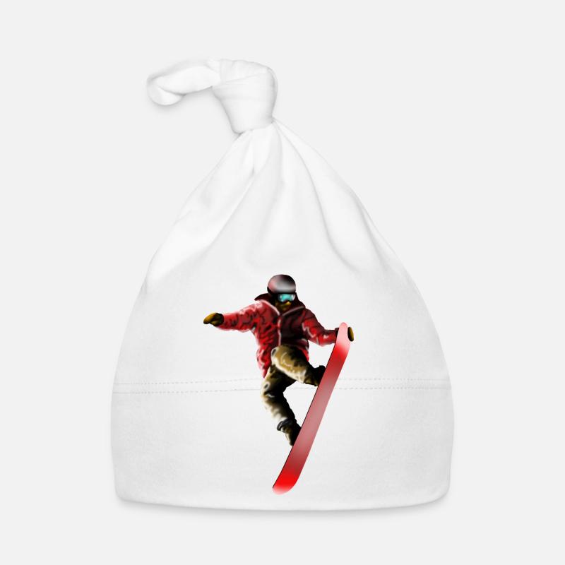 Saut de snowboarder rouge Bonnet bio Bébé