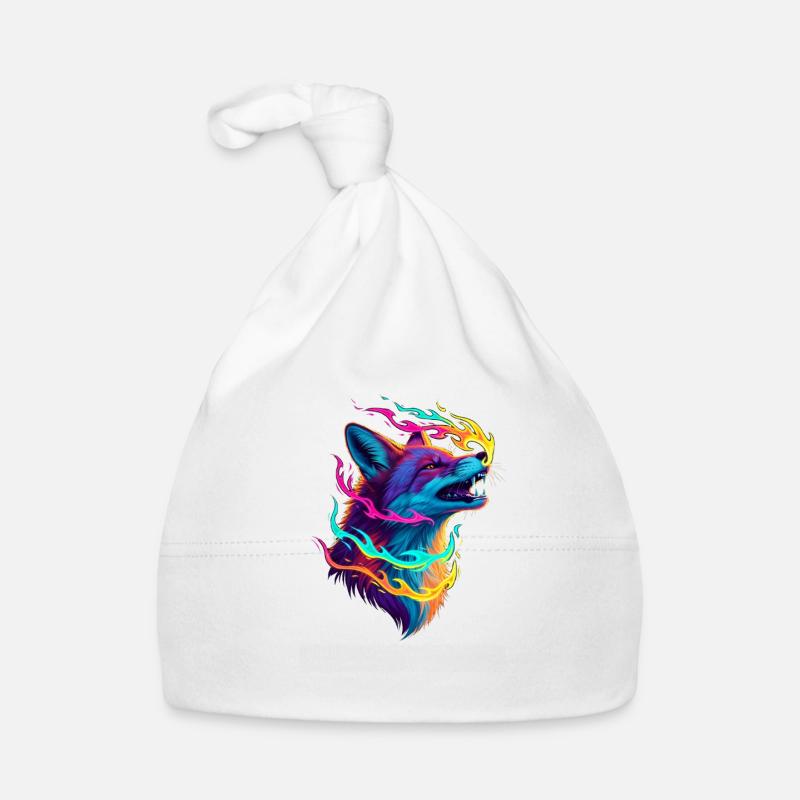 Neon Wolf Flame Spell Organic Baby Cap