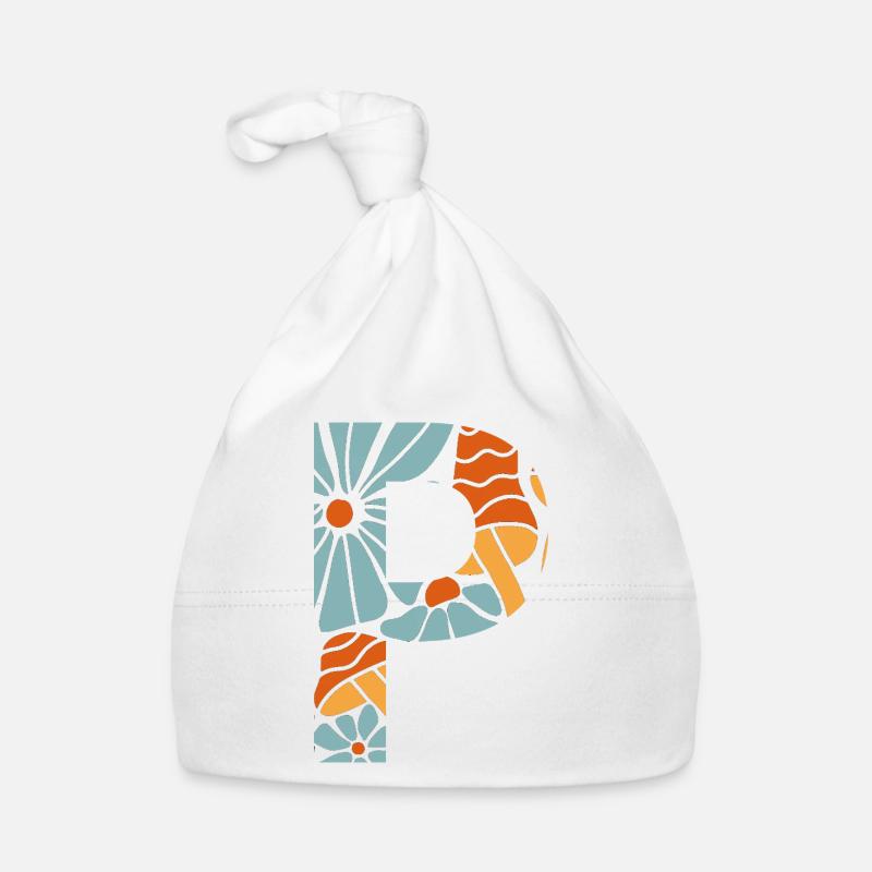 Lettre p fleurs groovy idée cadeau  Bonnet bio Bébé