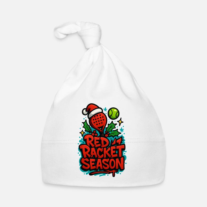 Saison de raquettes de padel rouge - Bonnet bio Bébé - blanc