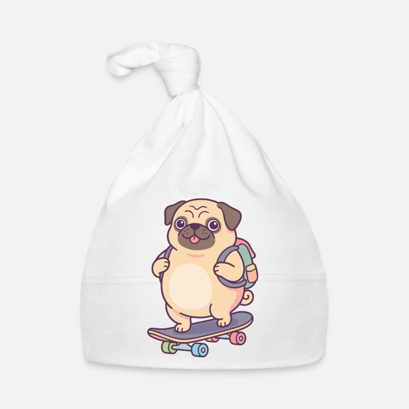 Pug Skateboard Backpack Organic Baby Cap