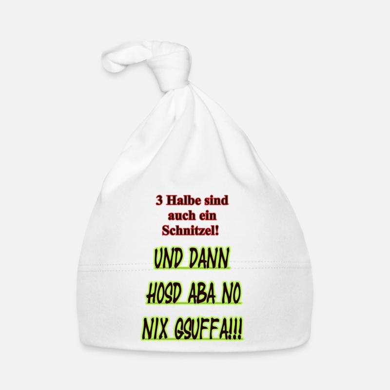Halbe Schnitzel Spruch Shirt Baby Bio-Mütze