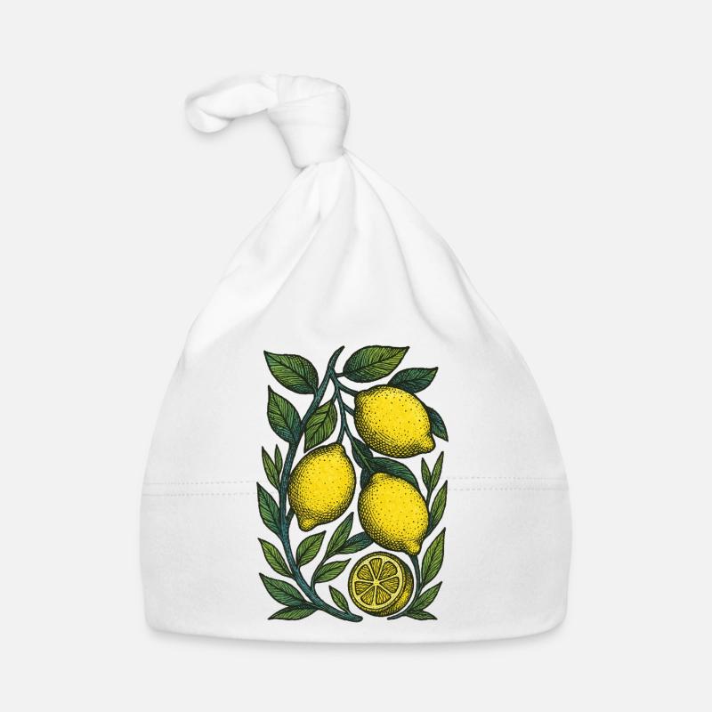Lemon Branch Botanical Print Organic Baby Cap