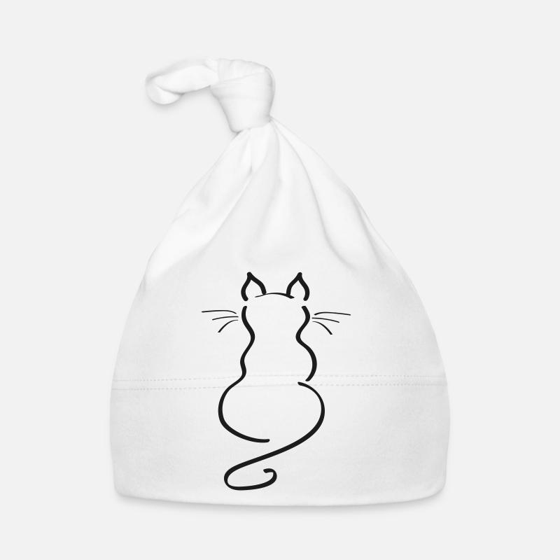 Cat Minimalist Line Back Plain Thick Organic Baby Cap