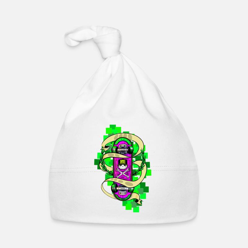 Neon Skull Skateboard Graffiti Organic Baby Cap