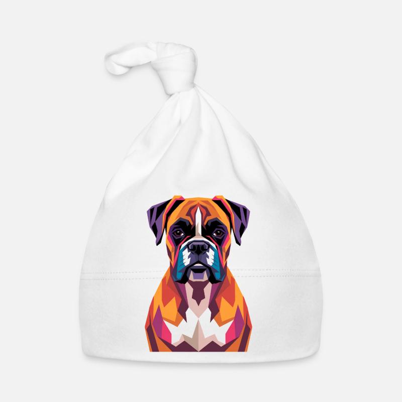 Farbenfroher geometrischer Boxerhund Baby Bio-Mütze
