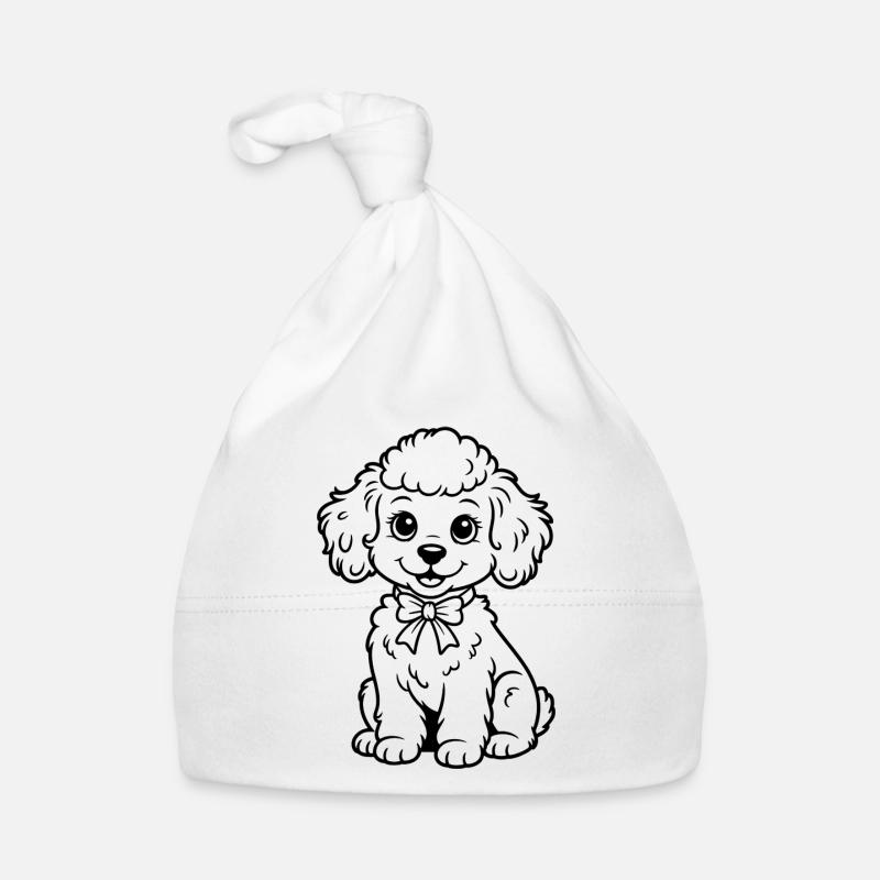 Poodle with bow – charm for clothes Organic Baby Cap