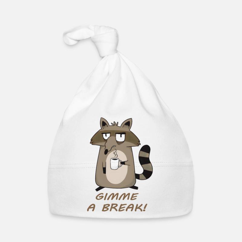 Gimme a Break! Müder Waschbär mit Kaffee Baby Bio-Mütze