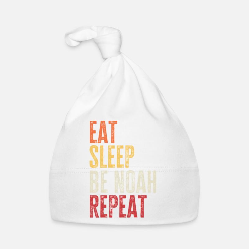 Eat Sleep Be Noah Repeat Retro Name Organic Baby Cap