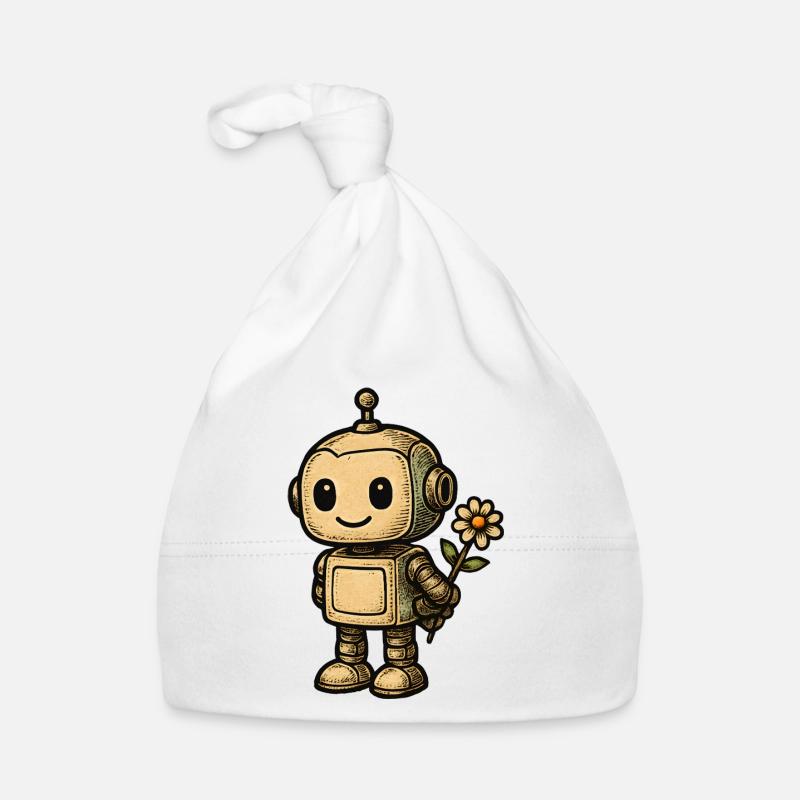 Robot avec fleur Bonnet bio Bébé
