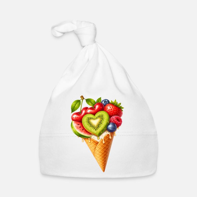 Früchte in Waffel Eistüte Illustration  Baby Bio-Mütze