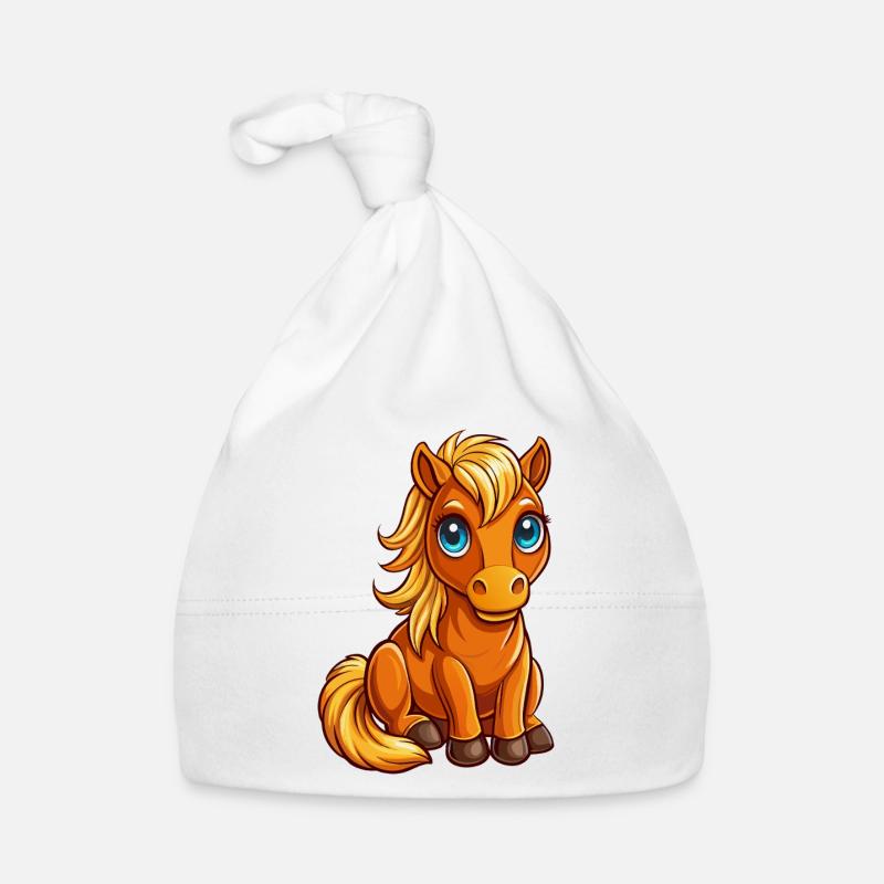 Cute horse sitting Organic Baby Cap
