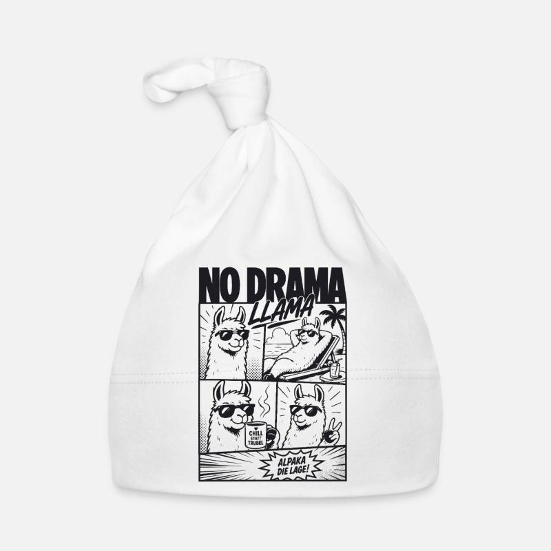 No Drama Llama Cool Alpaka Comic Baby Bio-Mütze