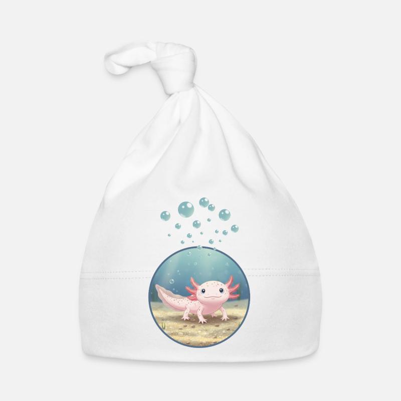 Création de t-shirt « Axolotl » - Bonnet bio Bébé - blanc