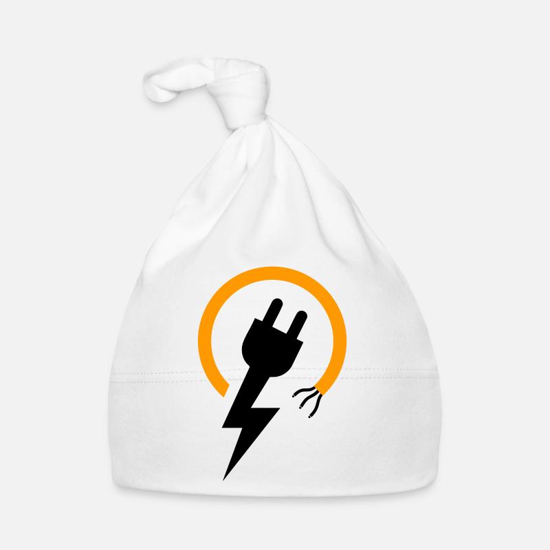 Electrician logo with lightning bolt and plug Organic Baby Cap