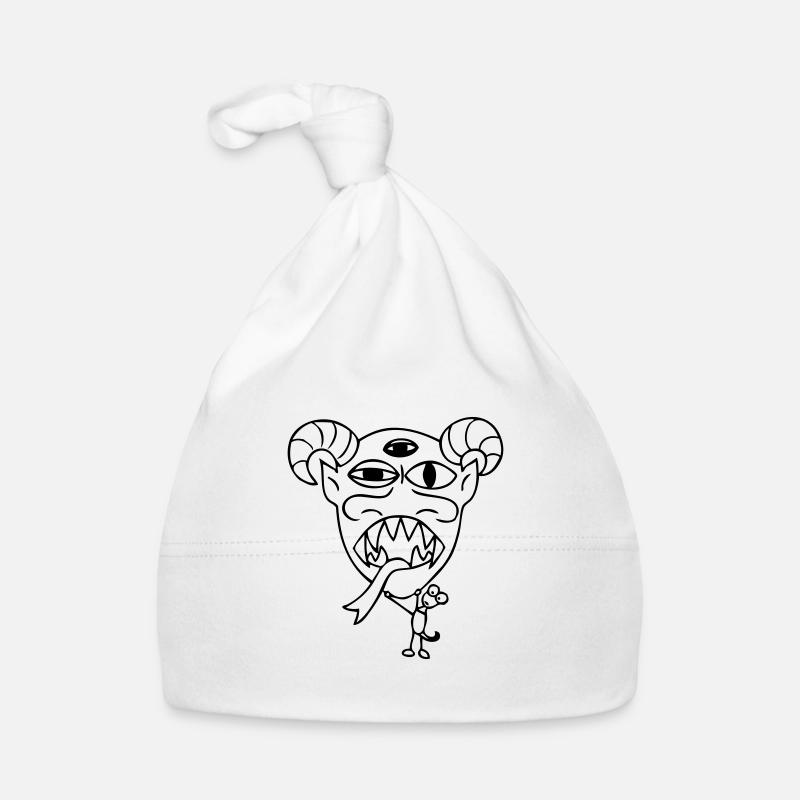 Monster "Maskito" weiss gefuellt Baby Bio-Mütze