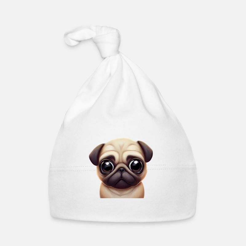 Adorable Pug Art Organic Baby Cap
