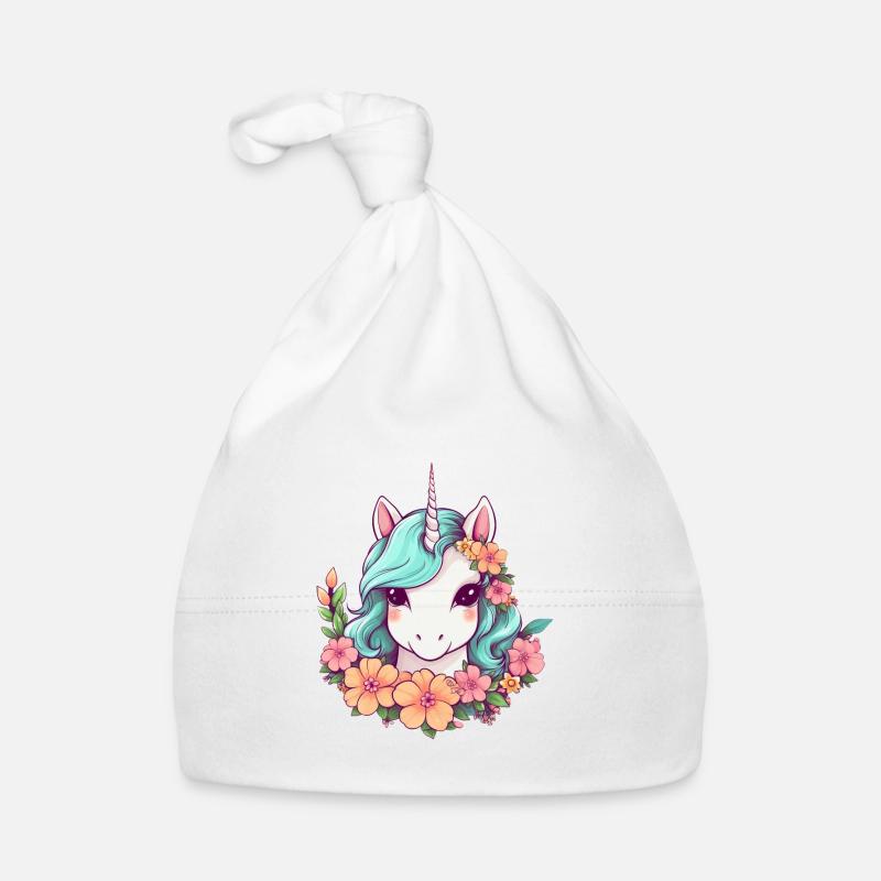 Einhorn mit Blumen - Eleganter Stil Design Baby Bio-Mütze