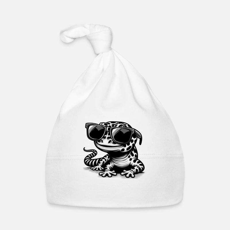 Gecko avec lunettes de soleil - Bonnet bio Bébé - blanc