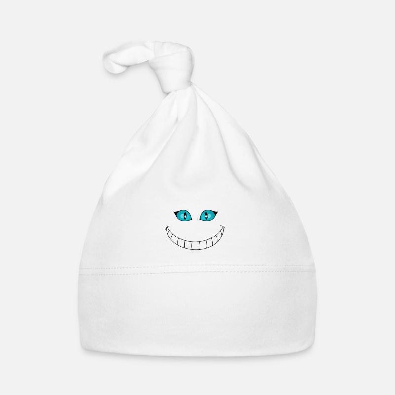 Chat grincheux - We’re all mad here ! - Bonnet bio Bébé - blanc