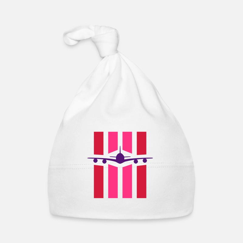 ★ Couleurs de conception modifiables ★ Avion devant 4 bandes Bonnet bio Bébé