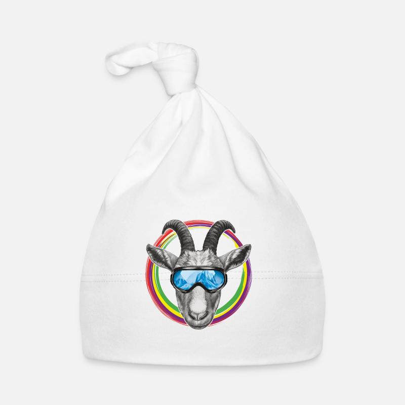 Cool goat with blue ski goggles Organic Baby Cap