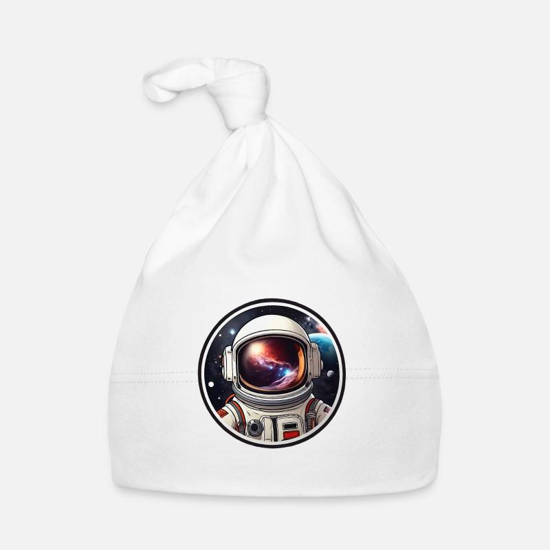 Mode & plus « Astronaute dans l’espace » 👩 🚀☄ - Bonnet bio Bébé - blanc