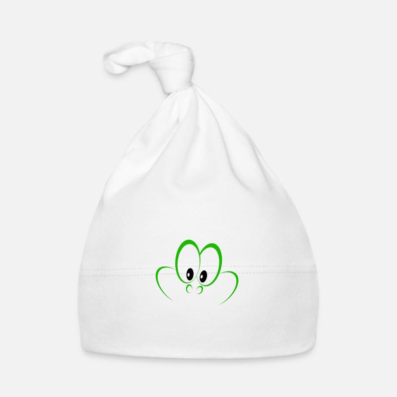 Grenouille (couleur) - Bonnet bio Bébé - blanc