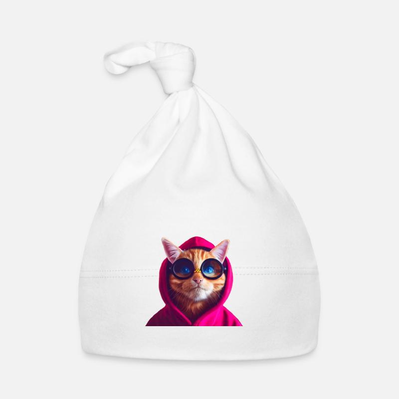 Ginger Cute Cat en sweat à capuche coloré avec lunettes Bonnet bio Bébé